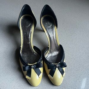 Giorgio Armani Vintage Yellow Patten Leather Kitten Heel